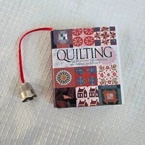 3/$25❤️ Vintage 1990s Mini Quilting Book with Brass Bell Ribbon Bookmark